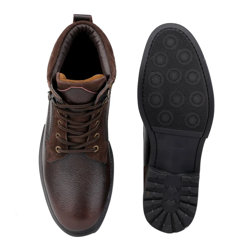 Bacca Bucci Brown Meteor Splash Proof Leather Trekking and Hiking Boots for Men | Best Price UAE